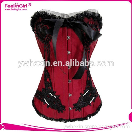 Wholesale Stylish Waist TrIMMING Overbust Corset with Floral Pattern